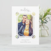 Delicate Geometric Paper Cut Effect Vintage Photo Einladung (Stehend Vorderseite)