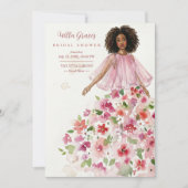 Delicate Girl Pink Floral Tulle Bridal Shower Einladung (Vorderseite)