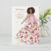 Delicate Girl Pink Floral Tulle Bridal Shower Einladung (Stehend Vorderseite)