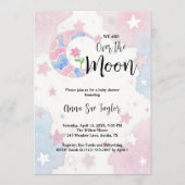 Delicate Glitter Crescent Moon Blue Baby Shower Einladung (Vorderseite)