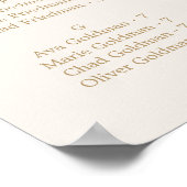 Delicate Gold and Cream Alphabetical Seating Chart Poster (Ecke)