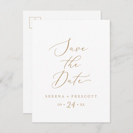 Delicate Gold Ankündigung Datum freihalten Postkar (Vorne/Hinten)