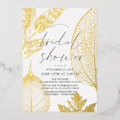 Delicate Gold Blätter Brautparty Folieneinladung (Vorderseite)