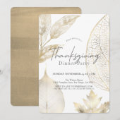 Delicate Gold Blätter Erntedank Dinner Einladung (Vorne/Hinten)