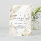 Delicate Gold Blätter Erntedank Dinner Einladung (Stehend Vorderseite)