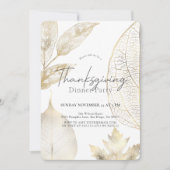 Delicate Gold Blätter Erntedank Dinner Einladung (Vorderseite)