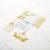 Delicate Gold Blätter Erntedank Dinner Folieneinladung (Gedreht)