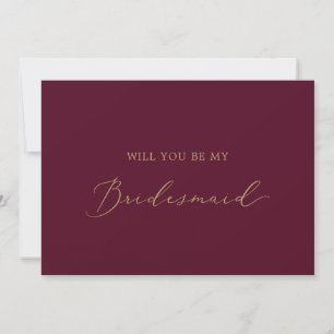 Delicate Gold Burgundy Bridesmaid Vorschlag Card Einladung