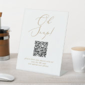 Delicate Gold Calligrafy Oh Snap QR Code Hochzeit Sockelschild (In SItu)