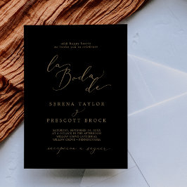 Delicate Gold Calligraphy Black La Boda De Wedding Einladung
