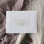 Delicate Gold Calligraphy Guest Address Labels<br><div class="desc">Diese zarten goldkalligraphischen Gästetiketten sind perfekt für eine moderne Hochzeit. Das romantische minimalistische Design besticht durch eine hübsche und elegante Champagner-goldgelbe Typografie auf weißem Hintergrund mit einem klaren und schlichten Look. Passen Sie jedes Label mit dem Namen und der Adresse Ihrer Gäste an. 21 Aufkleber pro Bogen. Fügen Sie jedes...</div>