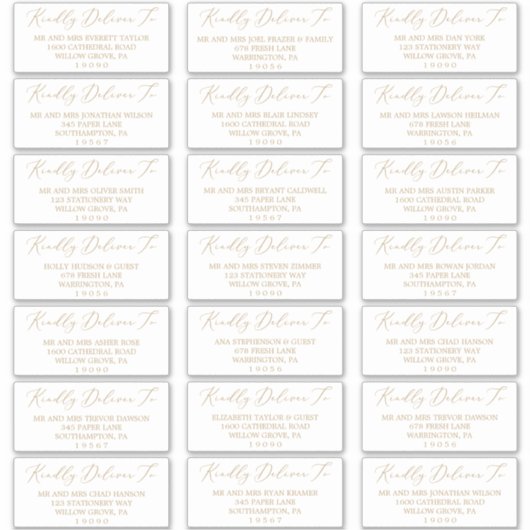 Delicate Gold Calligraphy Guest Address Labels (Vorderseite)