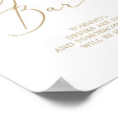 Delicate Gold Calligraphy Open Bar Sign Poster (Ecke)
