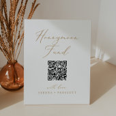 Delicate Gold Calligraphy QR Code Honeymoon Fund Sockelschild