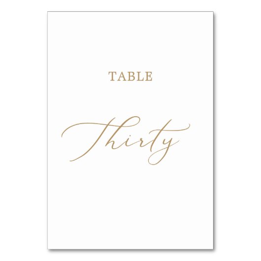 Delicate Gold Calligraphy Table 30 Tischnummer (Vorderseite)