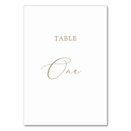 Delicate Gold Calligraphy Table One Tischnummer (Rückseite)