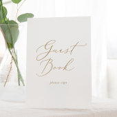 Delicate Gold Calligraphy Wedding Guest Book Sockelschild