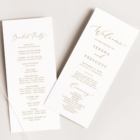 Delicate Gold Calligraphy Wedding Program Programm