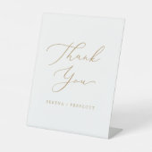 Delicate Gold Calligraphy Wedding Vielen Dank Sockelschild (Vorderseite)