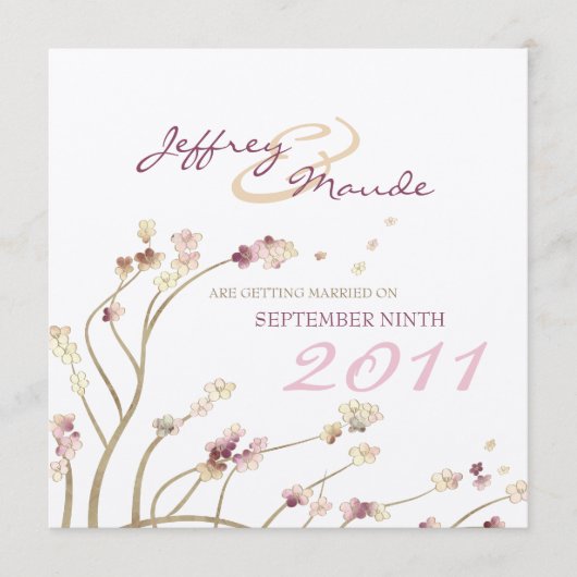 Delicate Gold Cherry Blossom Save the Date (Vorderseite)