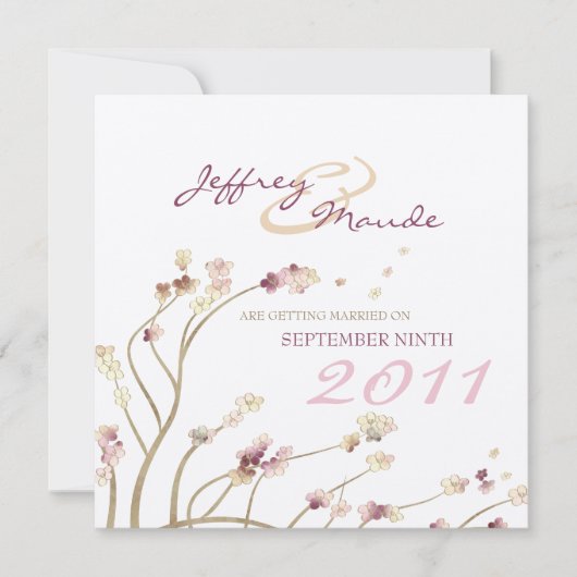 Delicate Gold Cherry Blossom Save the Date (Vorderseite)