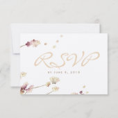 Delicate Gold Cherry Blossom Wedding RSVP (Rückseite)