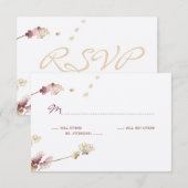 Delicate Gold Cherry Blossom Wedding RSVP Karte (Vorne/Hinten)