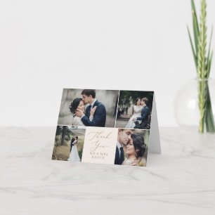 Delicate Gold Creme 4 Foto Template Vielen Dank Dankeskarte