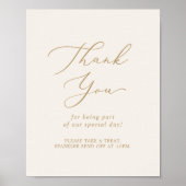Delicate Gold Creme Danke Gastgeschenk Hochzeit Poster (Vorne)