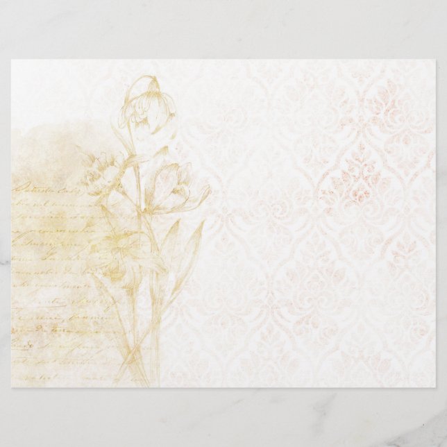 Delicate Gold Floral & Damask Scrapbook Ephemere (Vorderseite)