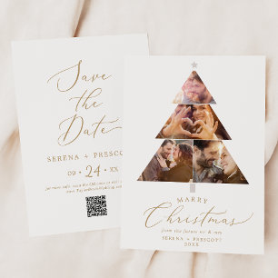 Delicate Gold Heilige Weihnachtsbaum Foto Urlaub Save The Date