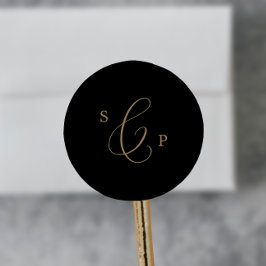 Delicate Gold Monogram Wedding Umschlag Aufkleber