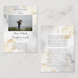 Delicate Gold Roses Catholic Wedding Prayer Card Platzkarte