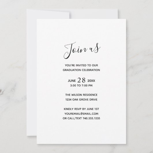 Delicate Gold Script 1-Foto Graduation Party Einladung (Rückseite)