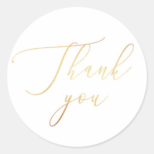 Delicate Gold Script Calligraphy Wedding Vielen Da Runder Aufkleber
