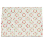 Delicate Gold Scrollwork & Pink Roses Floral Große Geschenktüte (Vorderseite)