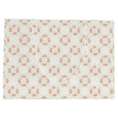 Delicate Gold Scrollwork & Pink Roses Floral Große Geschenktüte (Rückseite)