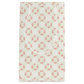 Delicate Gold Scrollwork & Pink Roses Floral Kleine Geschenktüte (Vorderseite)