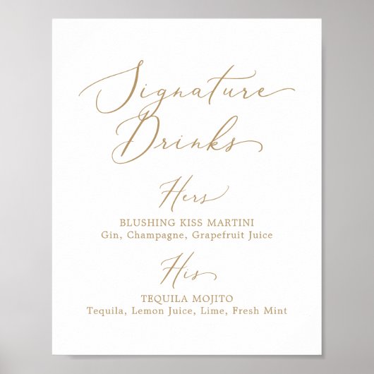 Delicate Gold seine und ihre Unterschrift Drinks u Poster (Vorne)