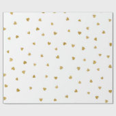 Delicate Gold Sepia Hearts Confetti White Gevor Geschenkpapier (Flach)