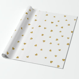 Delicate Gold Sepia Hearts Confetti White Gevor Geschenkpapier
