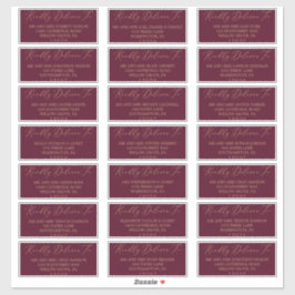 Delicate Gold und Burgundy Guest Address Labels
