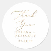 Delicate Gold Vielen Dank Gastgeschenk Hochzeit Au Runder Aufkleber (Vorderseite)