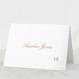 Delicate Golden Beige Guest Name Platzkarte Tischnummer