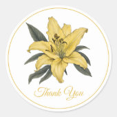 Delicate Golden Lily Vielen Dank Runder Aufkleber (Vorderseite)