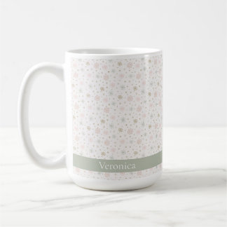 Delicate Gray Snowflake Muster Weihnachtsname Kaffeetasse