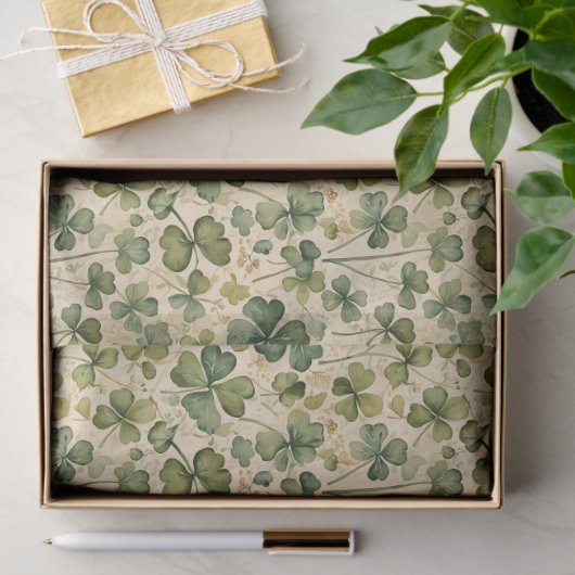 Delicate Green Shamrocks Seamless Seidenpapier (Geschenk)