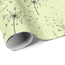 Delicate Green Wildblume Dandelion Kisses Floral Geschenkpapier