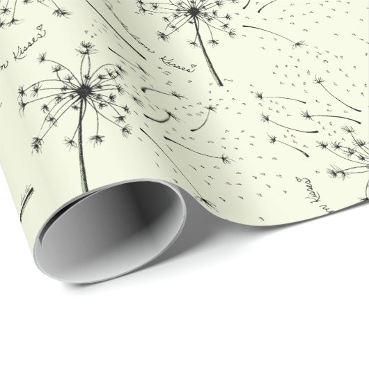 Delicate Green Wildblume Dandelion Kisses Floral Geschenkpapier (Rolleneckpunkt)