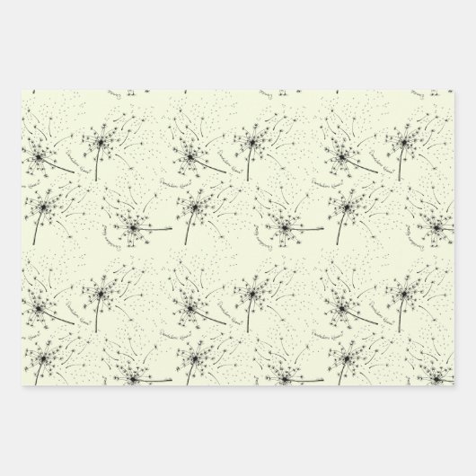 Delicate Green Wildblume Dandelion Kisses Floral Geschenkpapier Set (Vorderseite 2)